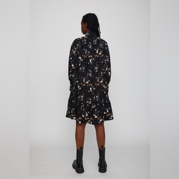 Just Female Robe Asti Bloom Black Floral Long Sleeve Dress size 34/US small - Picture 2 of 16